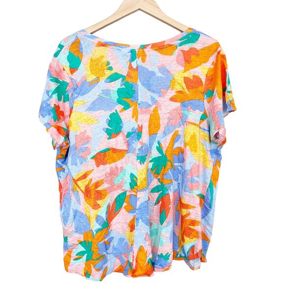Joie 100% Linen Floral T Shirt Sz 2X - Picture 3 of 4